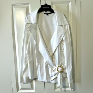 Lafayette 148 New York white wrap shirt